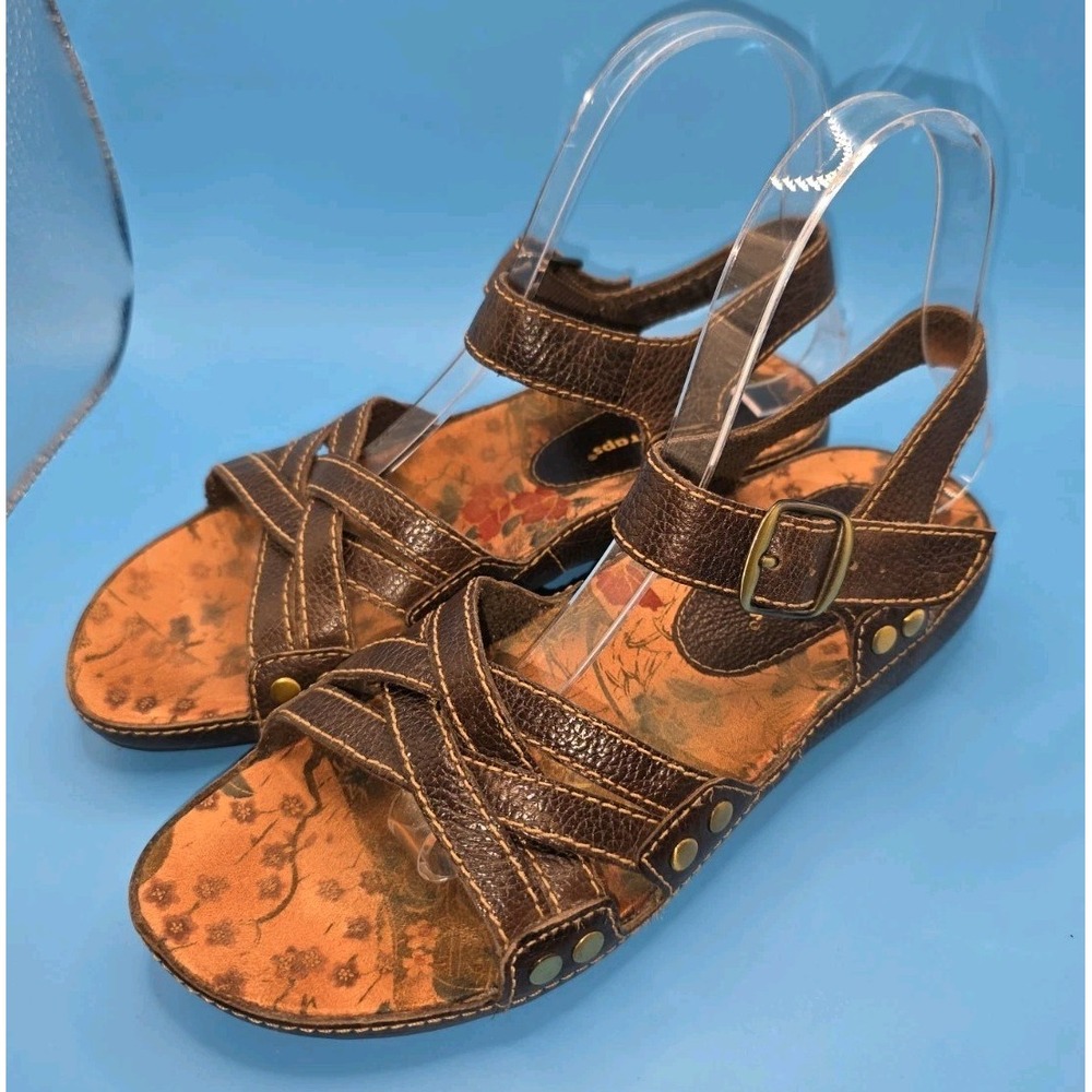 BEAR TRAPS  Women's Size 7M Orange Memory Foam Wedge Sandals adjustable strap